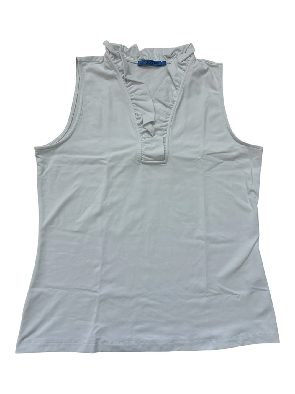 J. McLaughlin White Ruffled V-Neck Sleeveless Crop Top - Picture 2 of 7